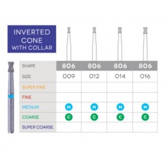 3D Dental Double Inverted Diamond Bur Medium, 806-016M 10/Pk